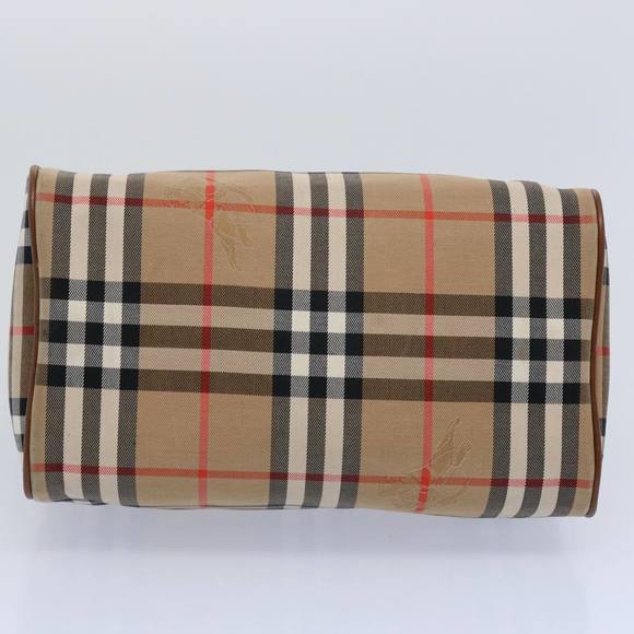 Burberrys Nova Check Hand Bag Nylon Canvas Beige Auth 62015 - Picture 5 of 16